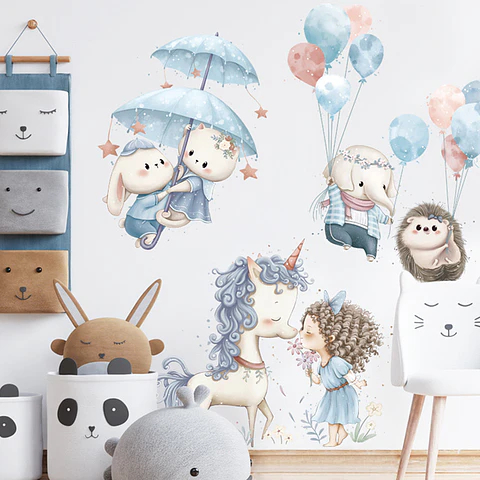 Sticker de Pared Infantil Sweet Girl Unicornio 2x (90x30 cm) vinilo