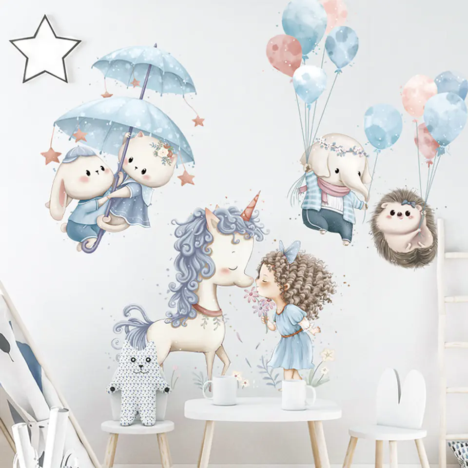 Sticker de Pared Infantil Sweet Girl Unicornio 2x (90x30 cm) vinilo 4