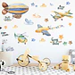 ✈️ Aviones y Avionetas en Acuarela | Set Completo de 4 Láminas 90x30 cm | Vinilo Sticker de Pared Infantil - Miniatura 5