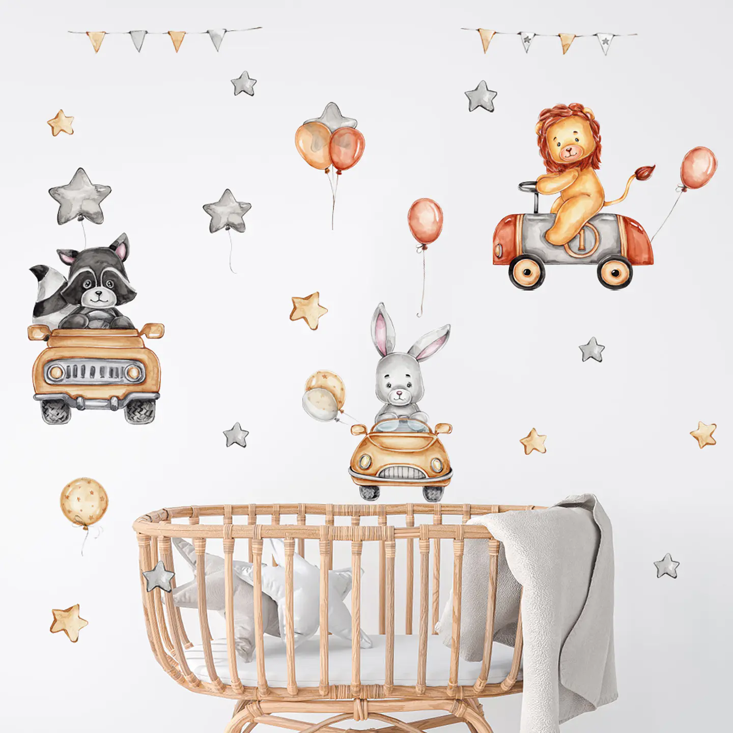 Animales leon mapache y conejo  90x30cm | Vinilo sticker pared 4