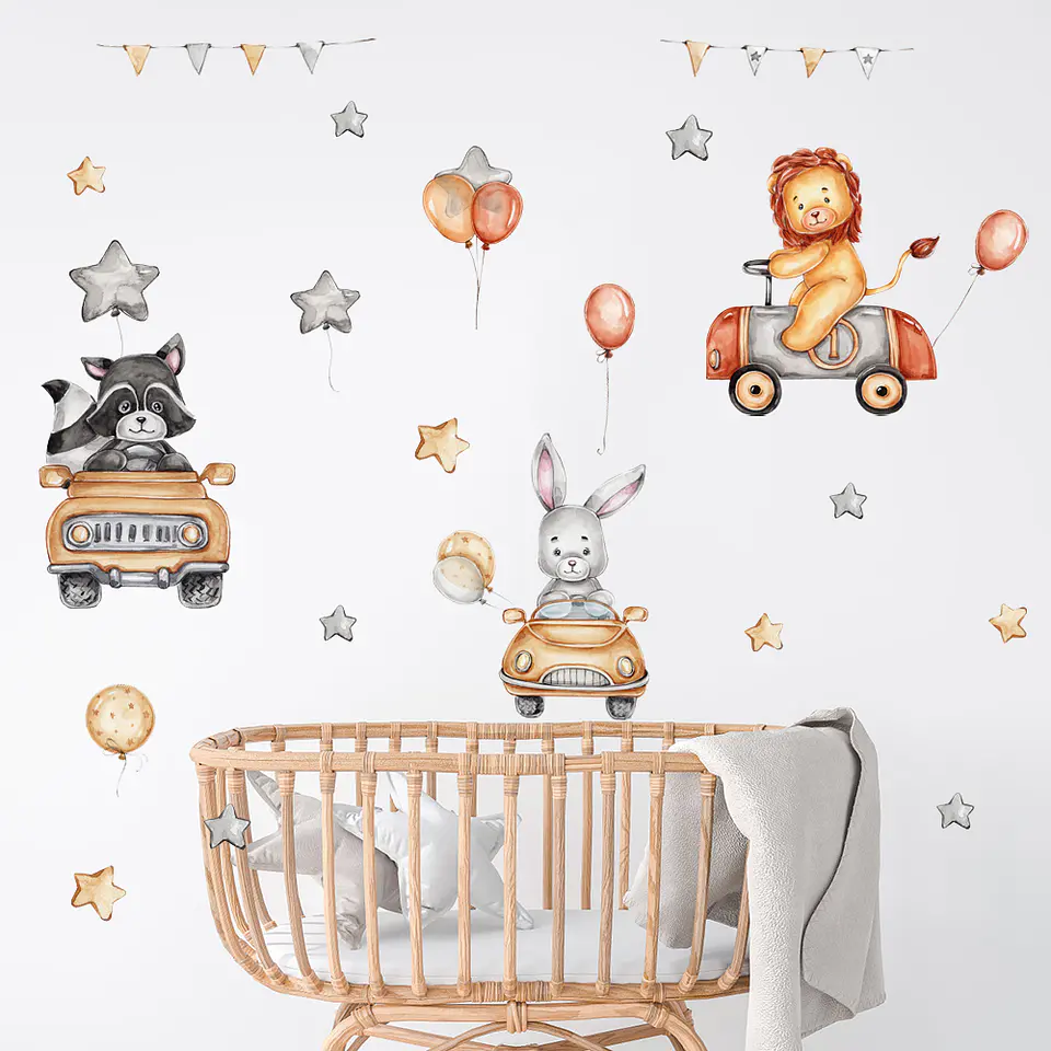 Animales leon mapache y conejo  90x30cm | Vinilo sticker pared 4