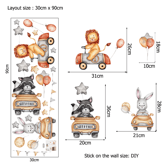 Él y sus animales 90x30cm | Vinilo sticker pared