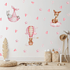 Sticker de Pared Infantil Sweet Pink Animals | Vinilo Decorativo 90x30cm Estilo Acuarela