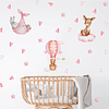 Sticker de Pared Infantil Sweet Pink Animals | Vinilo Decorativo 90x30cm Estilo Acuarela