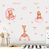 Sticker de Pared Infantil Sweet Pink Animals | Vinilo Decorativo 90x30cm Estilo Acuarela