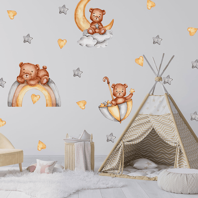 Oso, animales y magia 90x30cm | Vinilo sticker pared