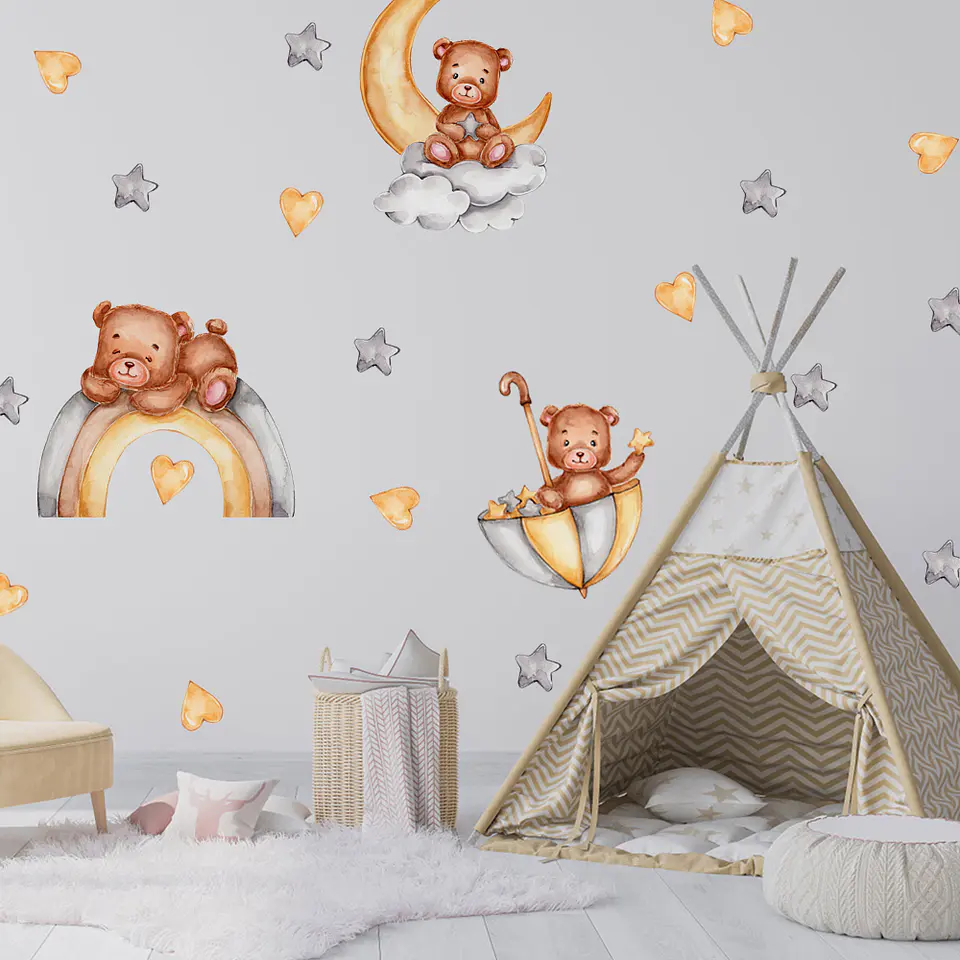 Oso, animales y magia 90x30cm | Vinilo sticker pared 2