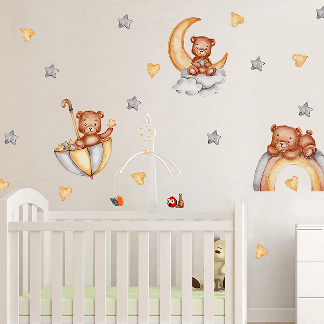 Oso, animales y magia 90x30cm | Vinilo sticker pared