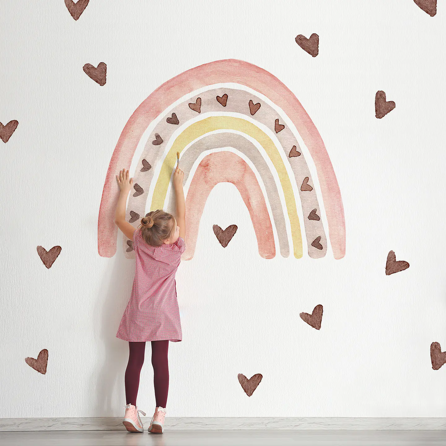 Gran arcoiris romántico rosado | Vinilo sticker pared 1