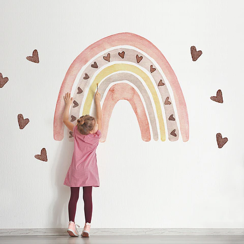 Gran arcoiris romántico rosado | Vinilo sticker pared