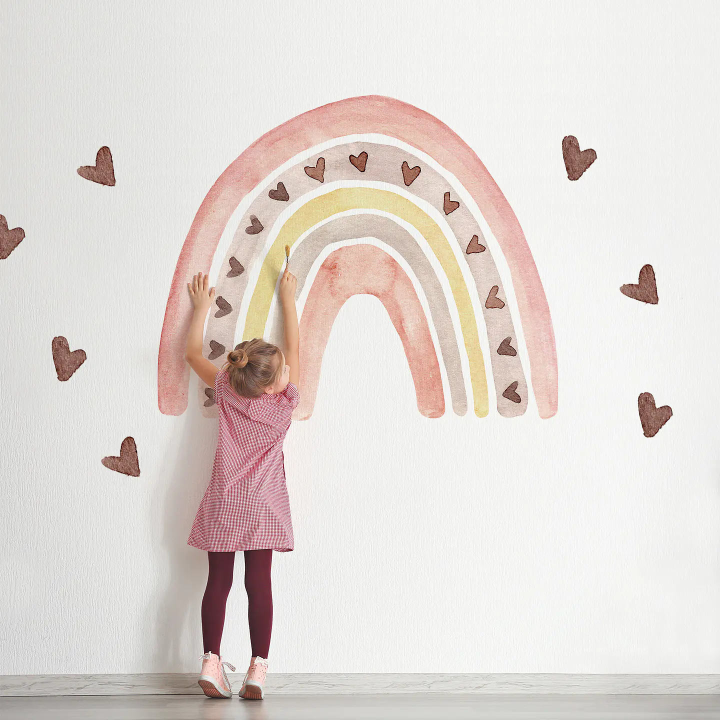 Gran arcoiris romántico rosado | Vinilo sticker pared 2