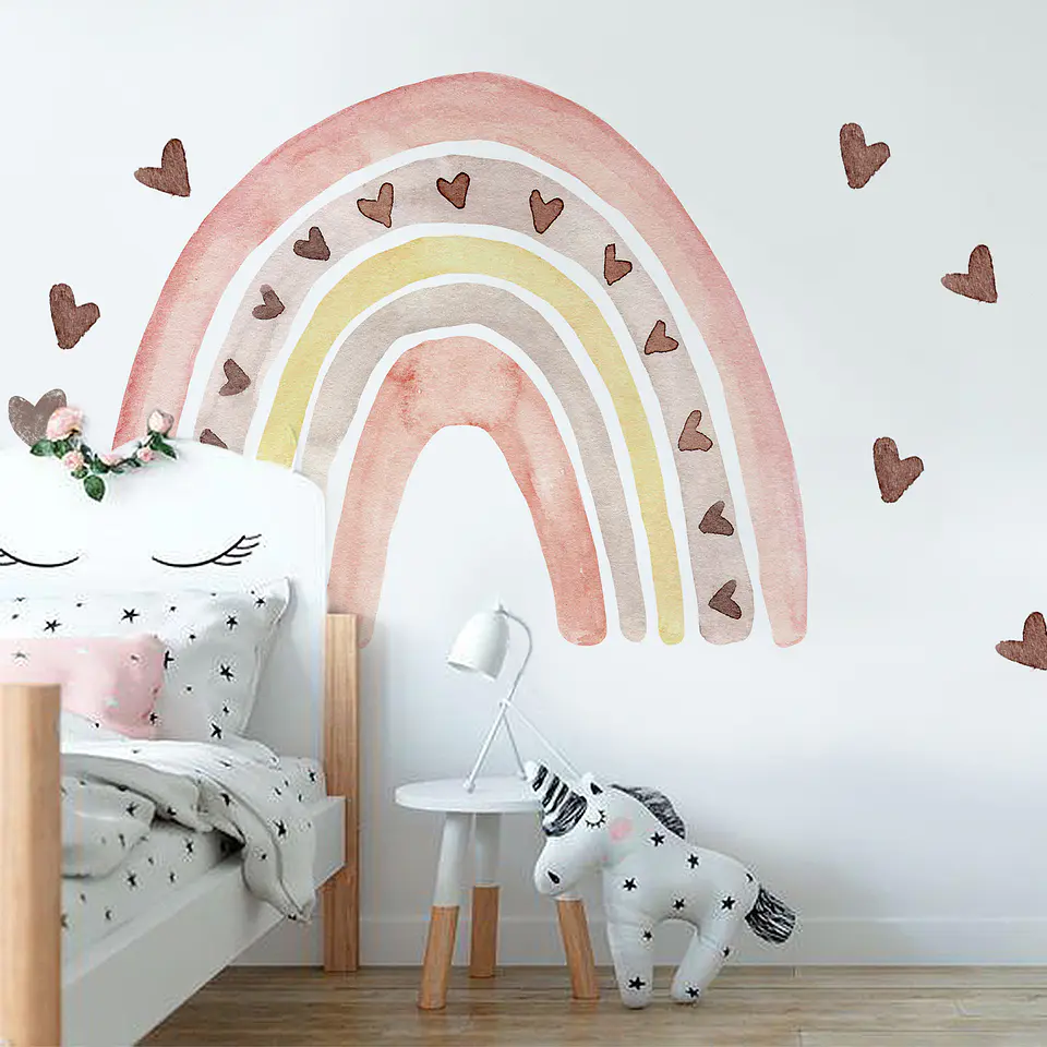 Gran arcoiris romántico rosado | Vinilo sticker pared 3