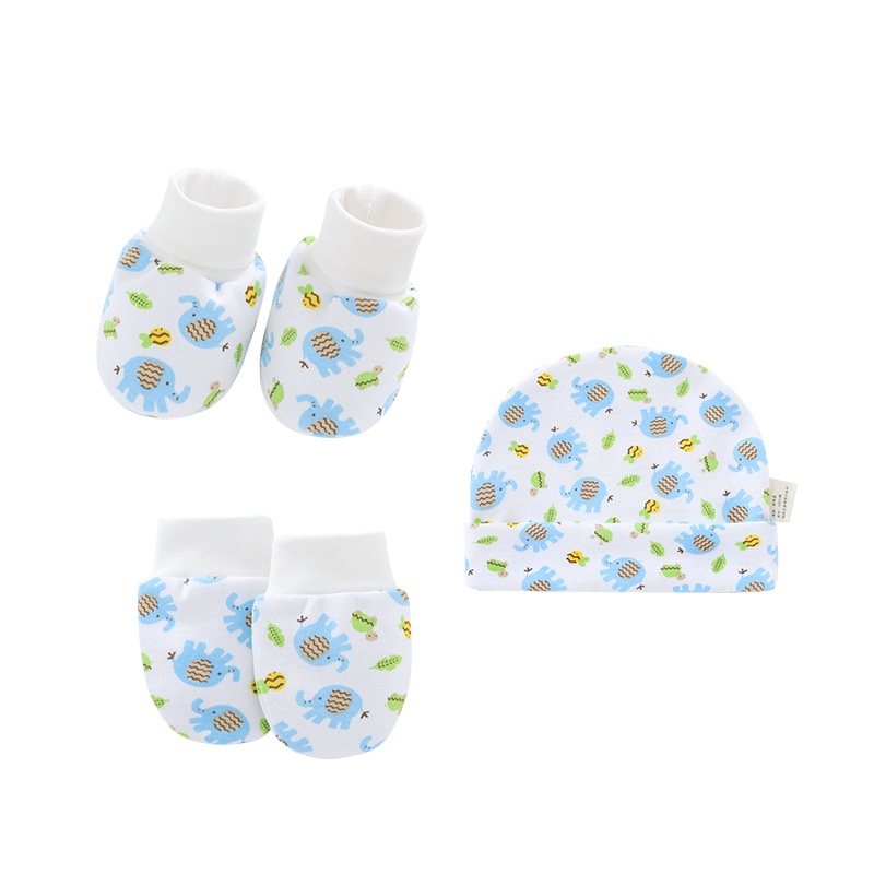 Pequeño baby elefantes | Set Gorro, guantes mitones y botitas/calcetines 1