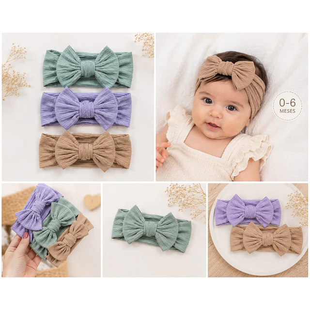 Set cintillos bebe diadema 0 a 6 meses