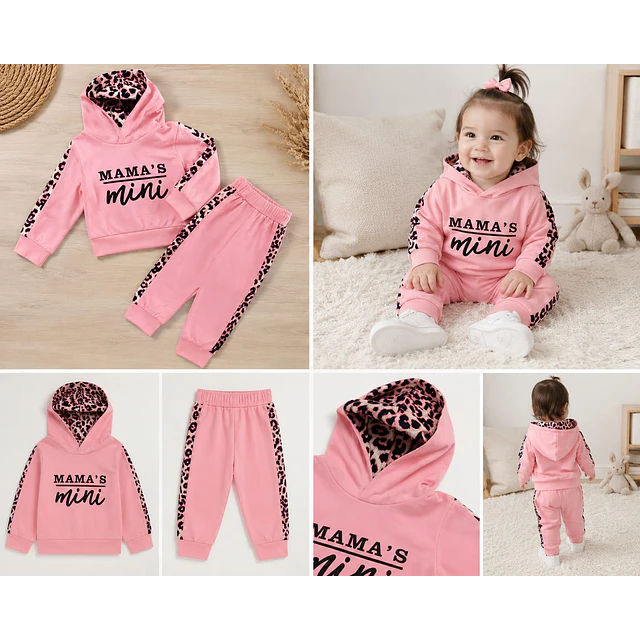 Set Bebé Niña 3 Piezas Polerón, Pantalón y Cintillo