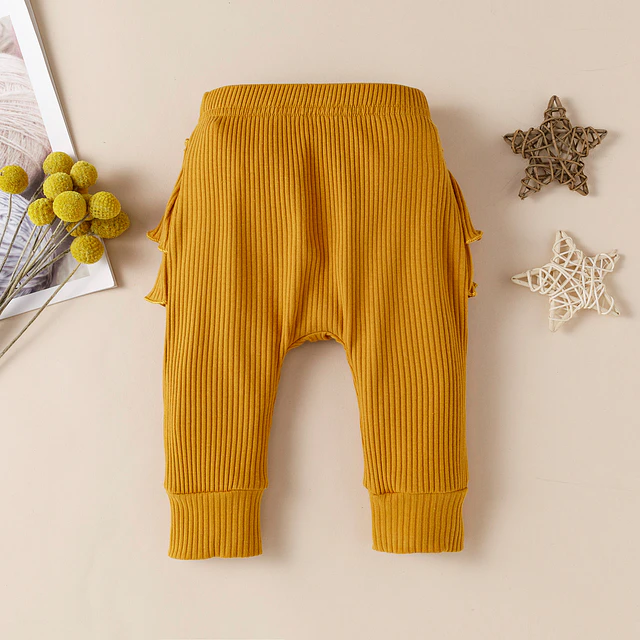 Conjunto bebe niña amarillo pantalon body y cintillo