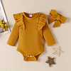 Conjunto bebe niña amarillo pantalon body y cintillo