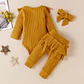 Conjunto bebe niña amarillo pantalon body y cintillo - Miniatura 5