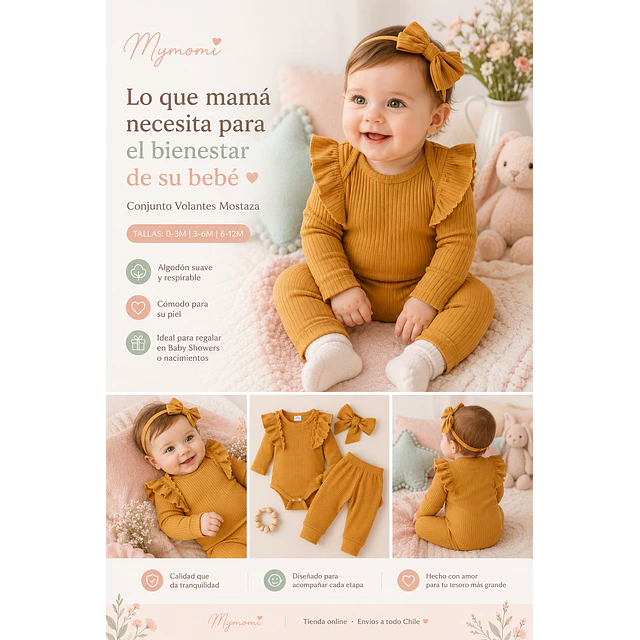 Conjunto bebe niña amarillo pantalon body y cintillo