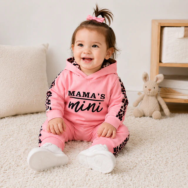 Set Bebé Niña 3 Piezas Polerón, Pantalón y Cintillo