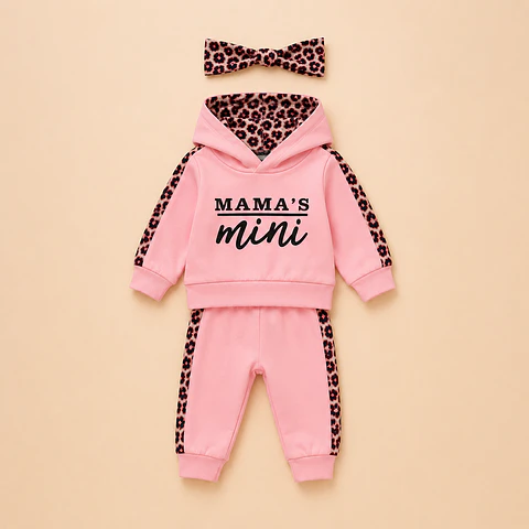 Set Bebé Niña 3 Piezas Polerón, Pantalón y Cintillo