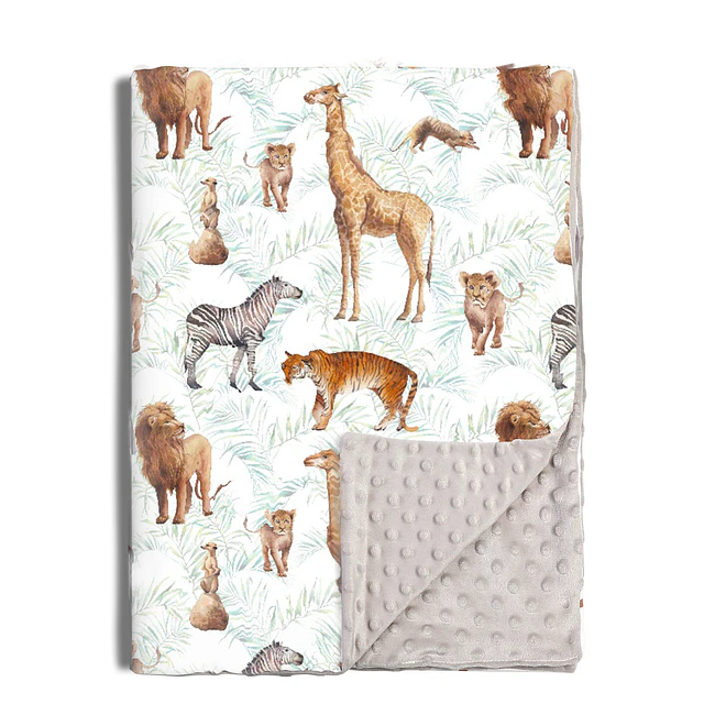 Manta Bebé beige animales Extra Suave 100x75 cm