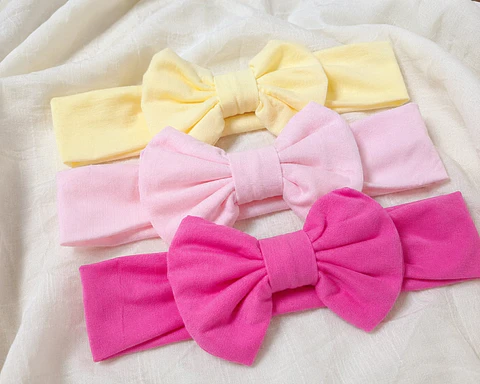 Pack 3 Cintillos para Bebé | Diademas Suaves y Ajustables rosado amarillo