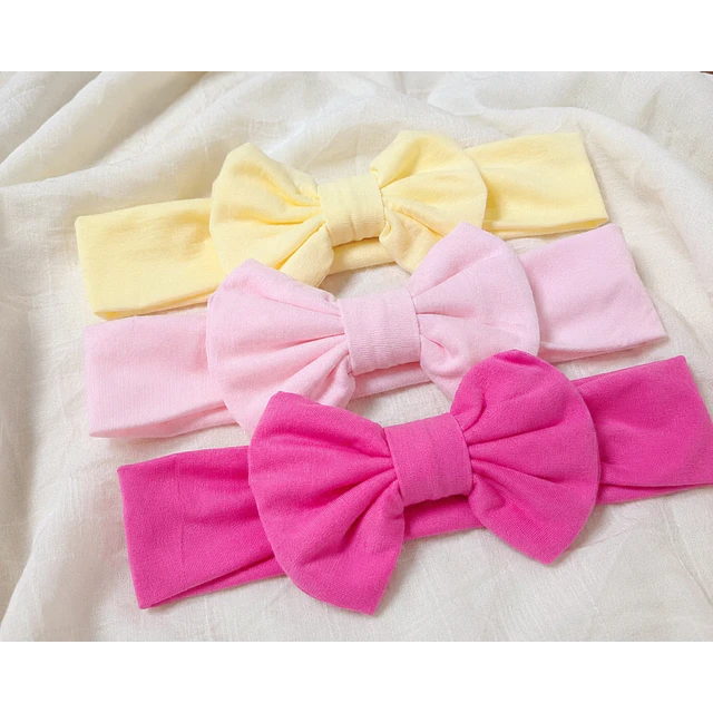 Pack 3 Cintillos para Bebé | Diademas Suaves y Ajustables rosado amarillo