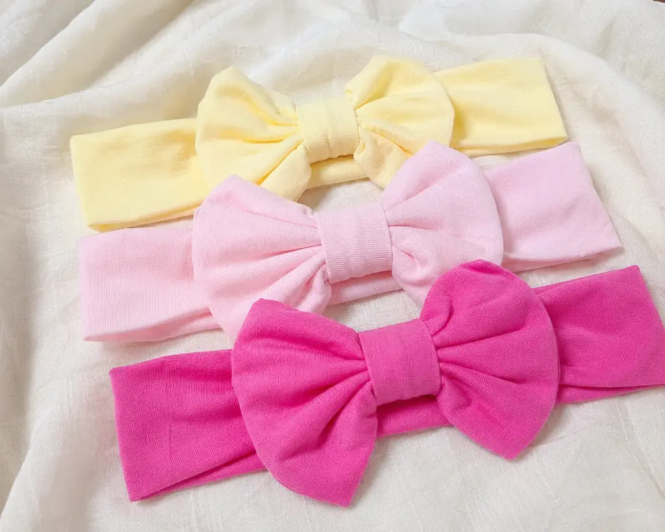 Pack 3 Cintillos para Bebé | Diademas Suaves y Ajustables rosado amarillo 2