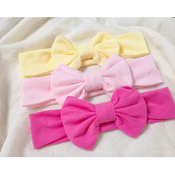 Pack 3 Cintillos para Bebé | Diademas Suaves y Ajustables rosado amarillo