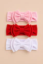 Pack 3 Cintillos para Bebé | Diademas Suaves y Ajustables rojo rosado y blanco  - Miniatura 1