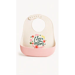 Babero silicona amo a mi Mamá rosado y blanco