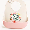 Babero silicona amo a mi Mamá rosado y blanco