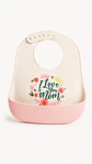 Babero silicona amo a mi Mamá rosado y blanco - Miniatura 1