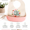 Babero silicona amo a mi Mamá rosado y blanco