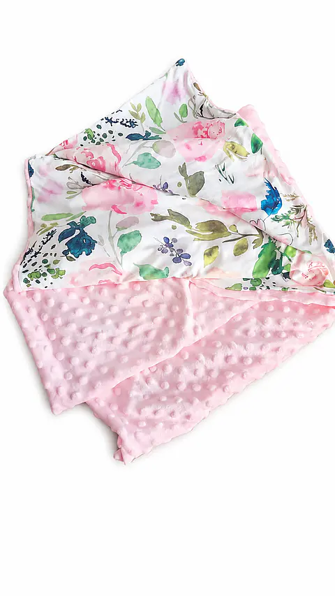 Manta Bebé flores rosada Extra Suave 100x75 cm