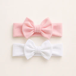 Pack 2 Cintillos para Bebé | Diademas Suaves y Ajustables rosado y blanco 