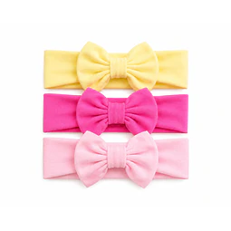 Pack 3 Cintillos para Bebé | Diademas Suaves y Ajustables rosado amarillo