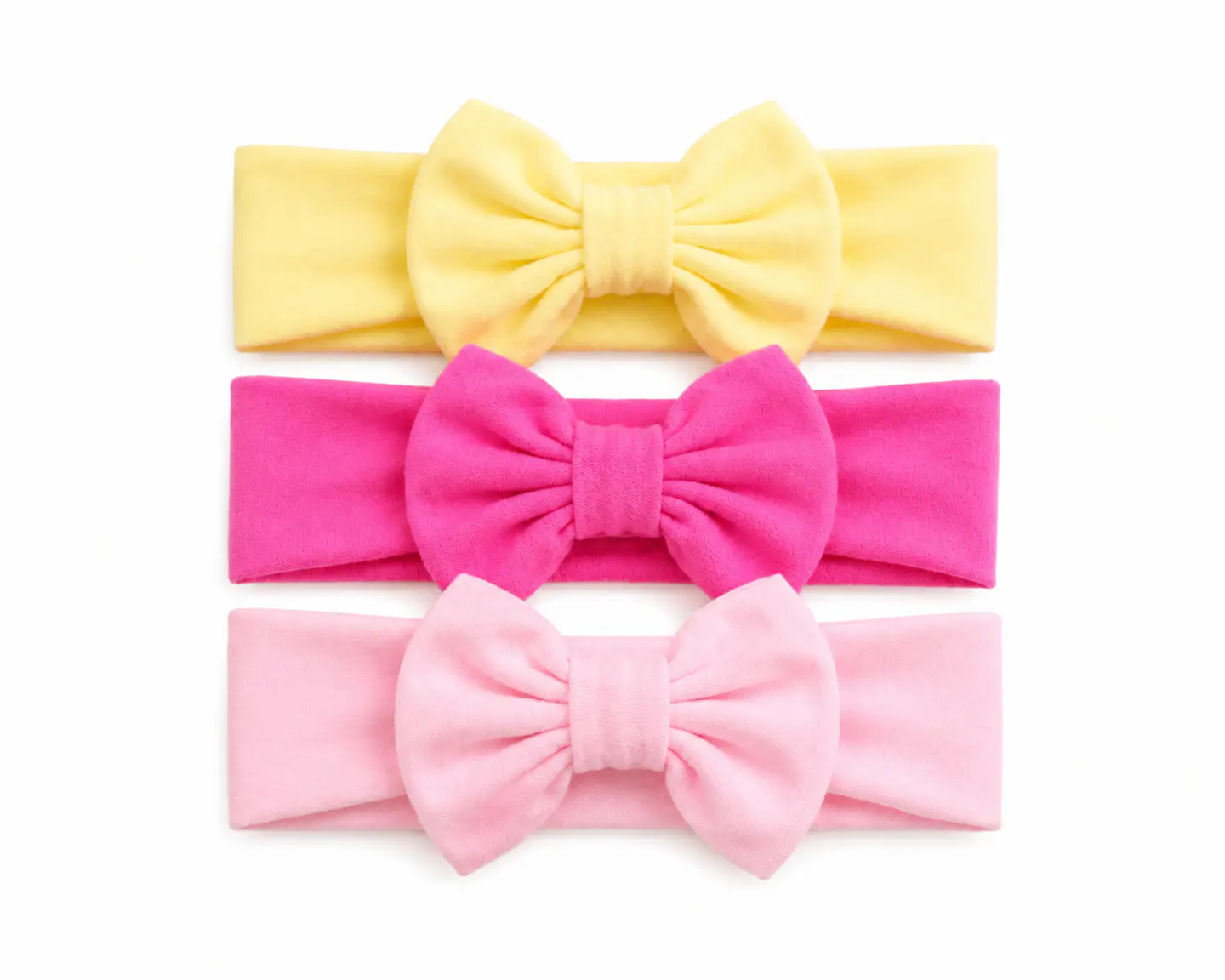 Pack 3 Cintillos para Bebé | Diademas Suaves y Ajustables rosado amarillo 1