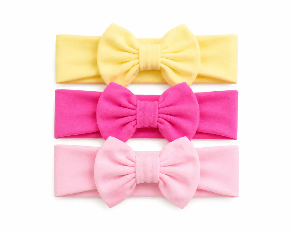 Pack 3 Cintillos para Bebé | Diademas Suaves y Ajustables rosado amarillo 1