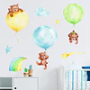 🐻 Set de Decoración Osos y Globos en Acuarela | 4 Láminas de 90x30 cm | Vinilo Decorativo Infantil