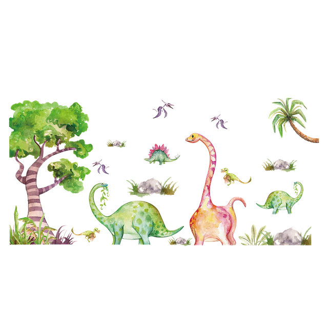 🦕 Baby Sweet Dinos en Acuarela 2 Láminas 90x30 cm | Vinilo Sticker de Pared Infantil