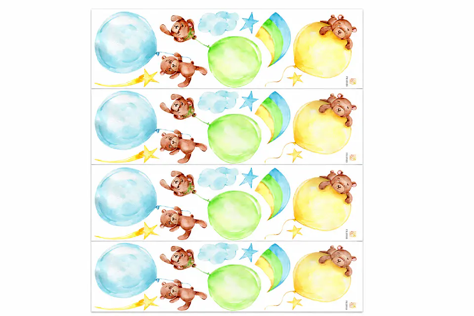Ositos de Ensueño | Set 4 Vinilos Decorativos Infantiles 90 × 30 cm 2