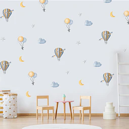 Viaje entre las Nubes | Lámina Vinilo Decorativa Infantil 60 × 30 cm