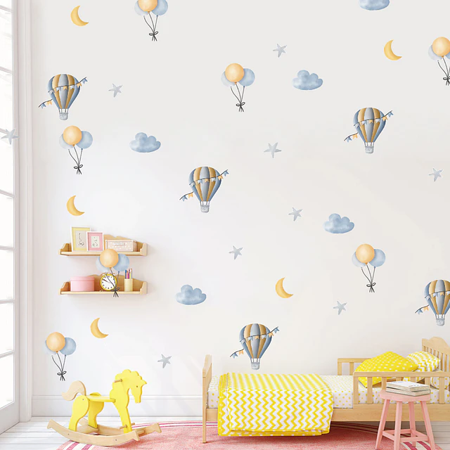 Viaje entre las Nubes | Lámina Vinilo Decorativa Infantil 60 × 30 cm