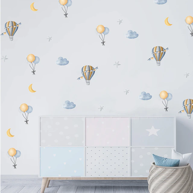 Viaje entre las Nubes | Lámina Vinilo Decorativa Infantil 60 × 30 cm