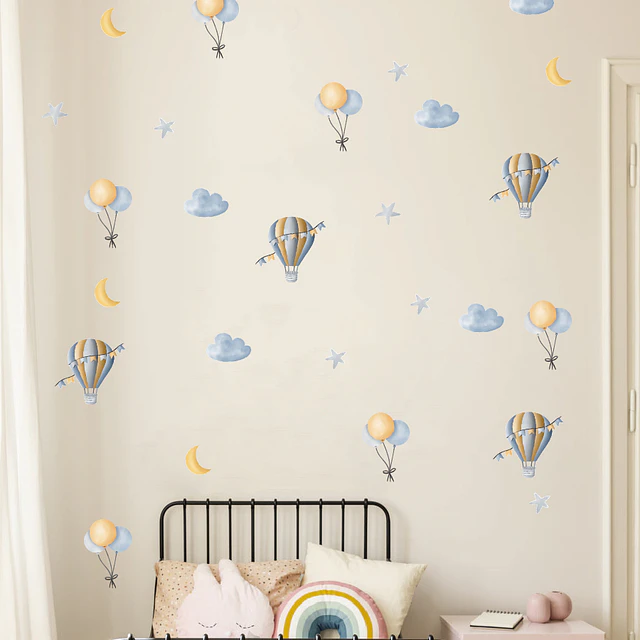 Viaje entre las Nubes | Lámina Vinilo Decorativa Infantil 60 × 30 cm