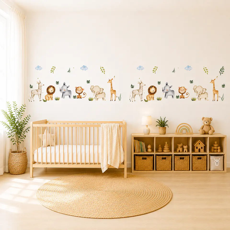 Aventura en la Selva | Set 4 Vinilos Decorativos Infantiles 90 × 30 cm 1