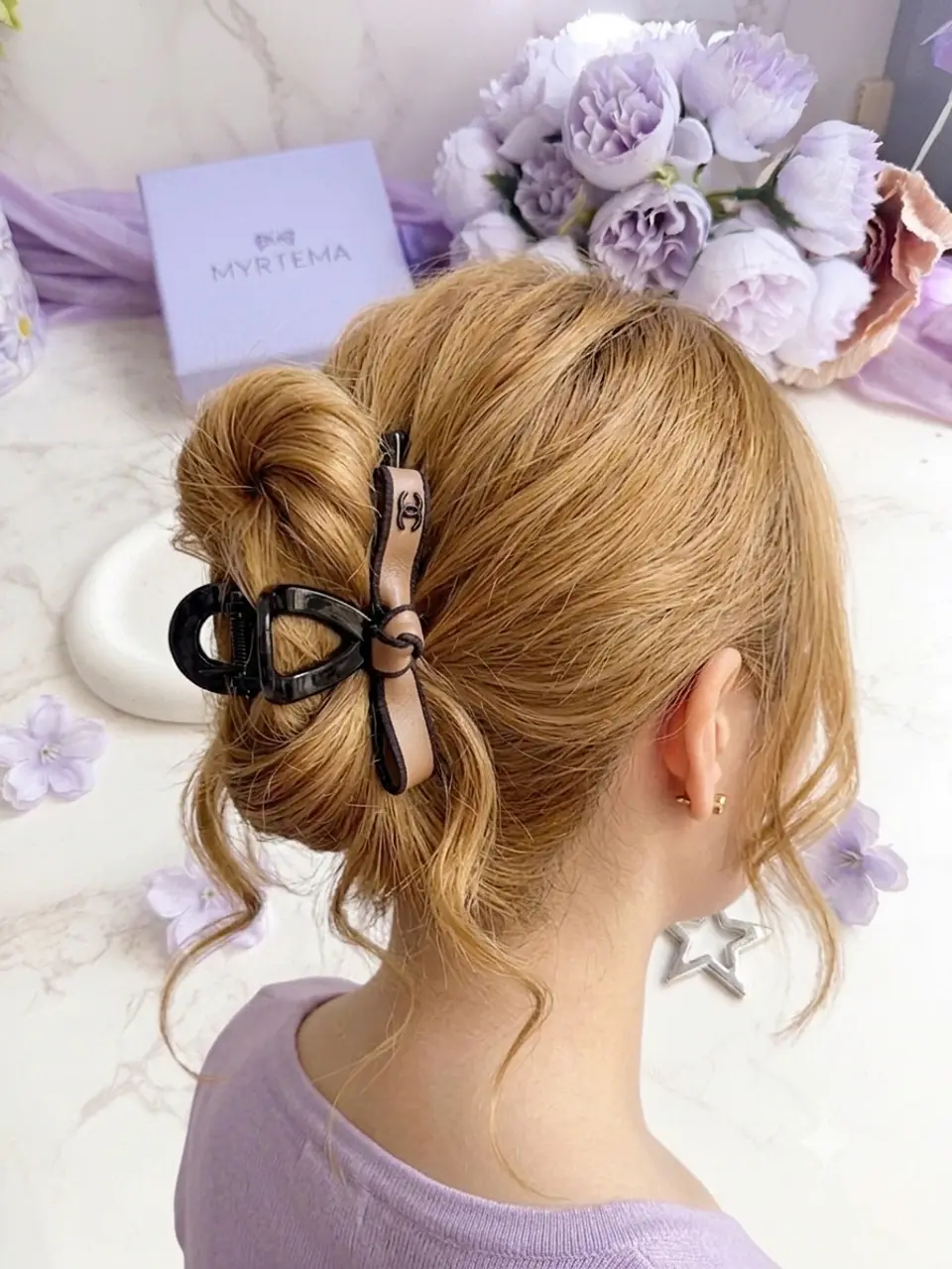 Camelia Leather Bow Κλαμερ 4