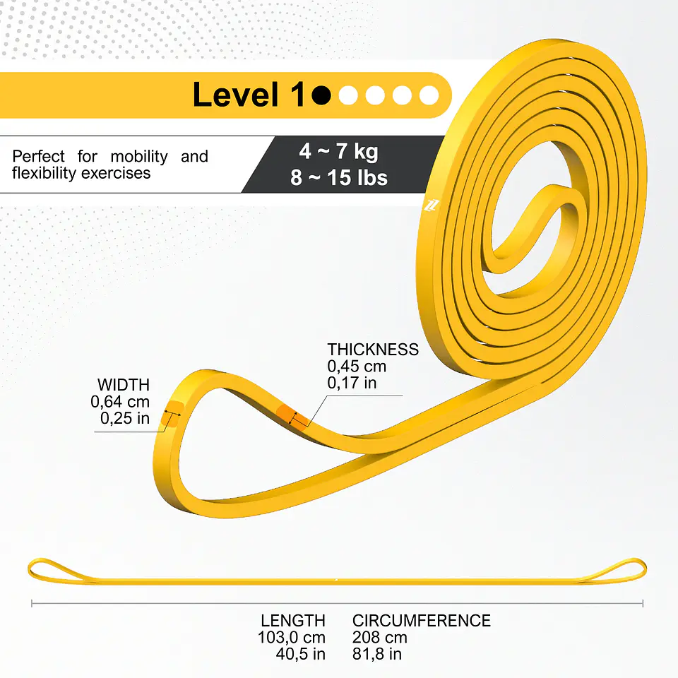 ZZGO Banda de Resistência Nível 1 | Amarela (4–7kg) 5
